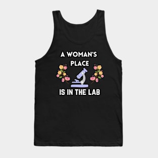 A Woman's Place is in the Lab | Microscope and Flowers Tank Top